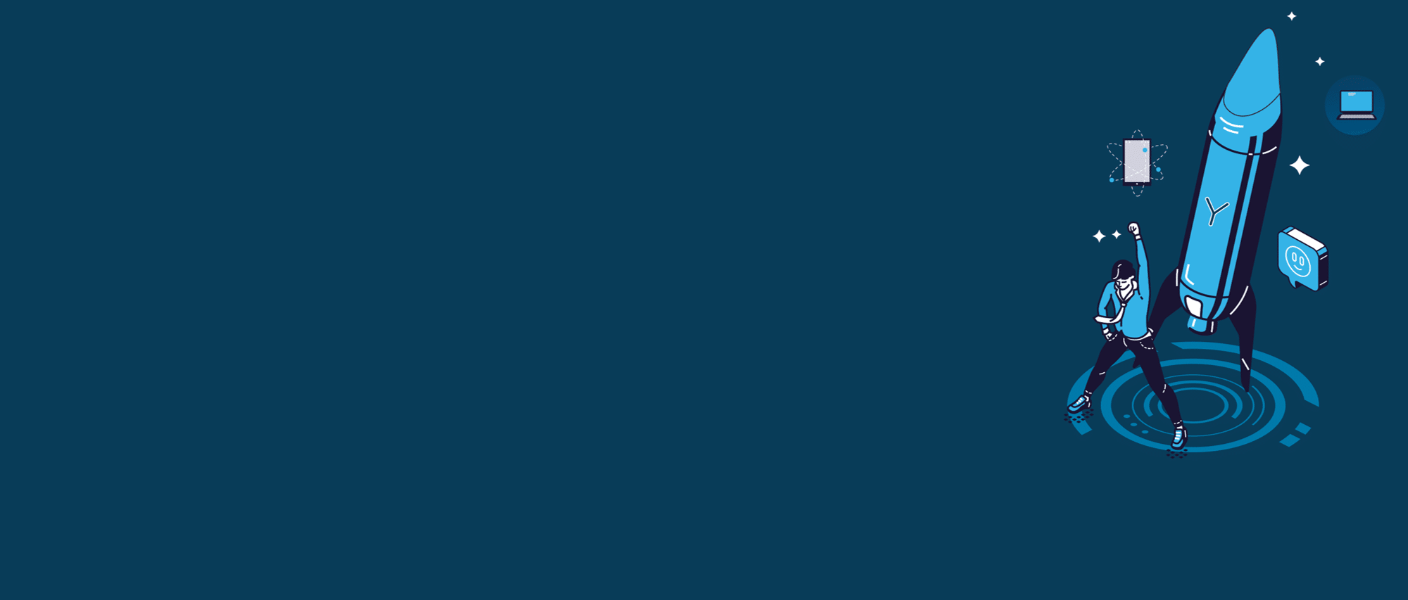 Fond bleu avec une fusée