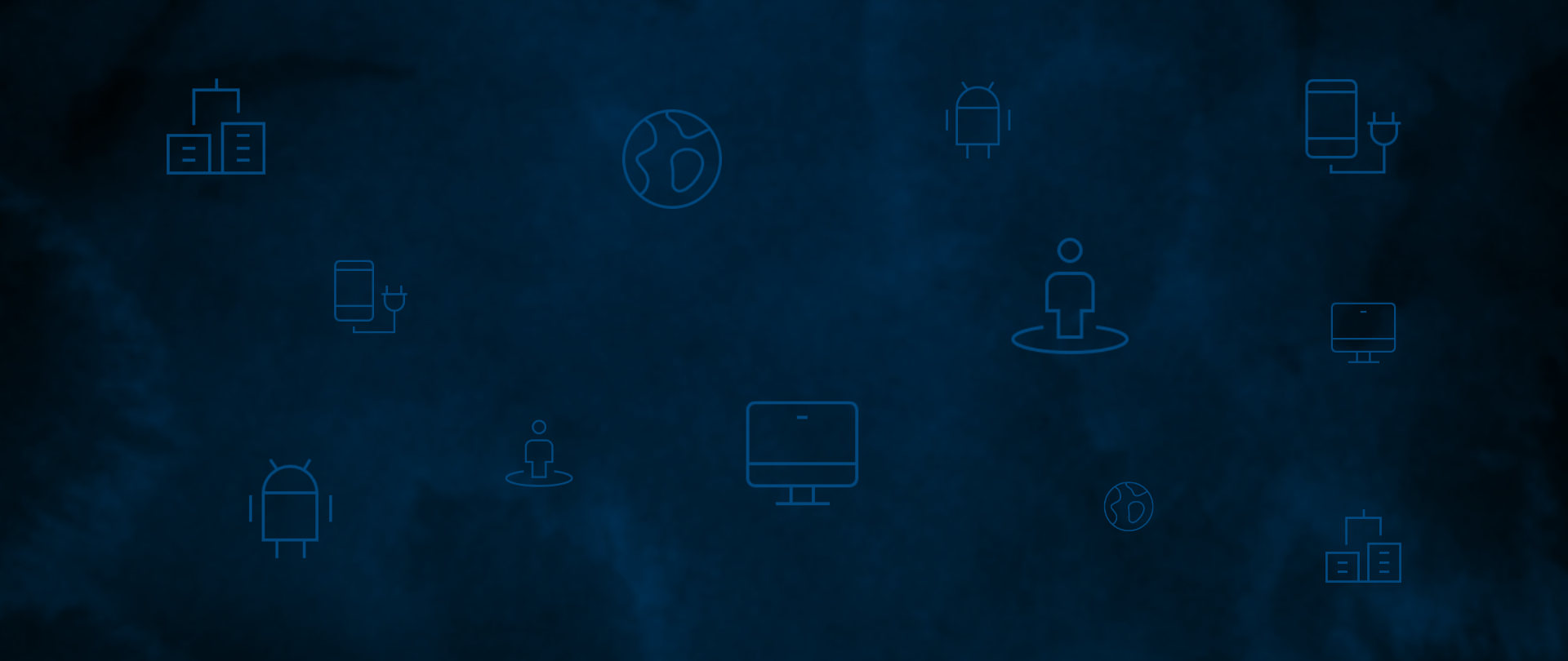 Fondo azul con iconos digitales